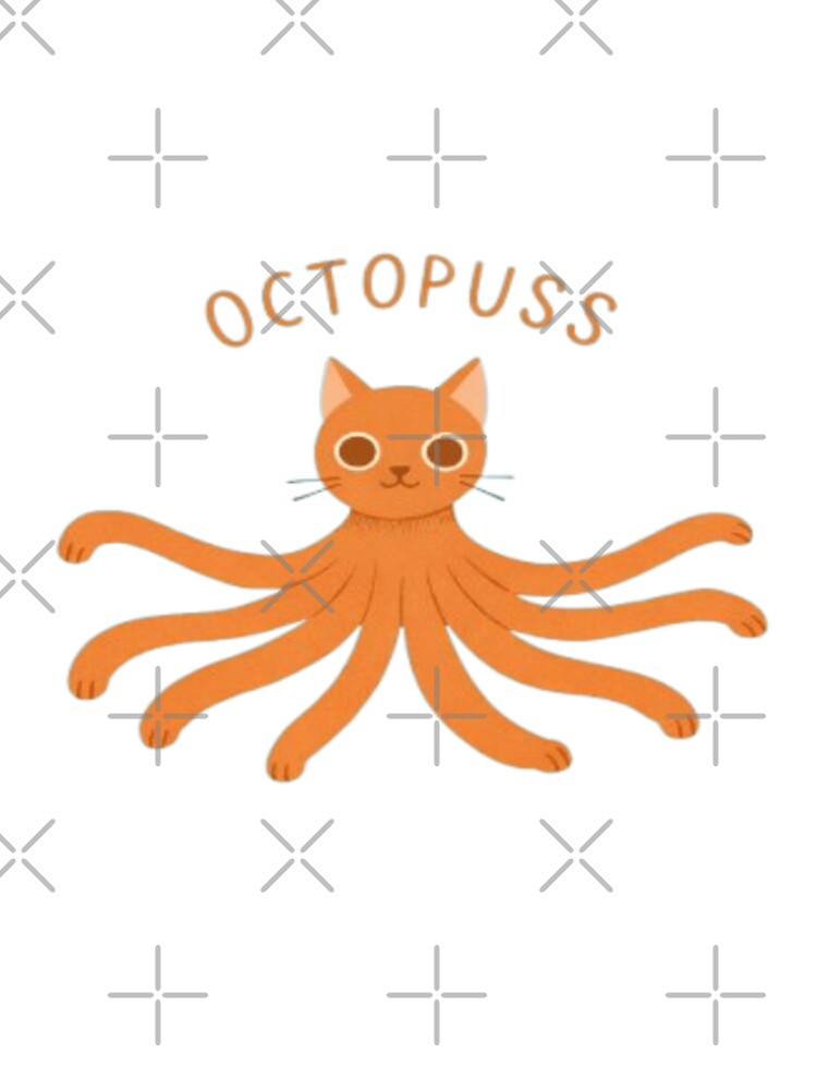 Octopuss Cat Sticker – Cute Octopus Cat Pun Illustration by PixelPopsShop