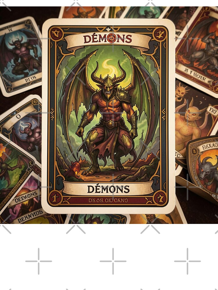 Fantasy Demon Card – Dark Tarot Style Demon Illustration by FrenchRomani
