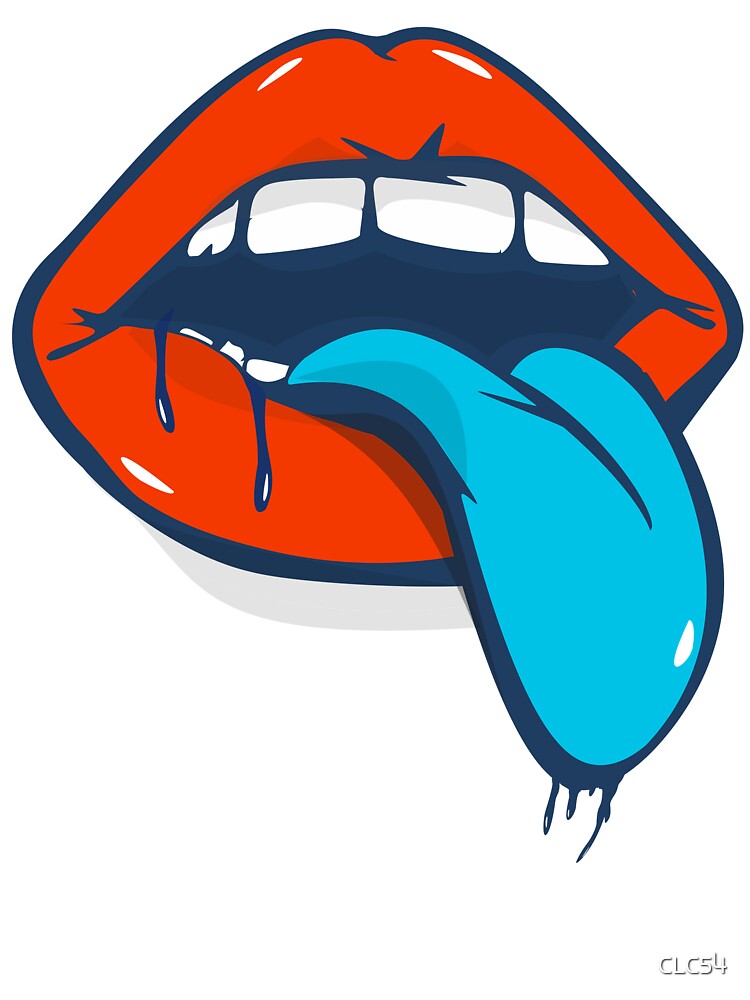 Blue Tongue Mouth Pop Art Bold Red Lips Sticker Gift by CLC54
