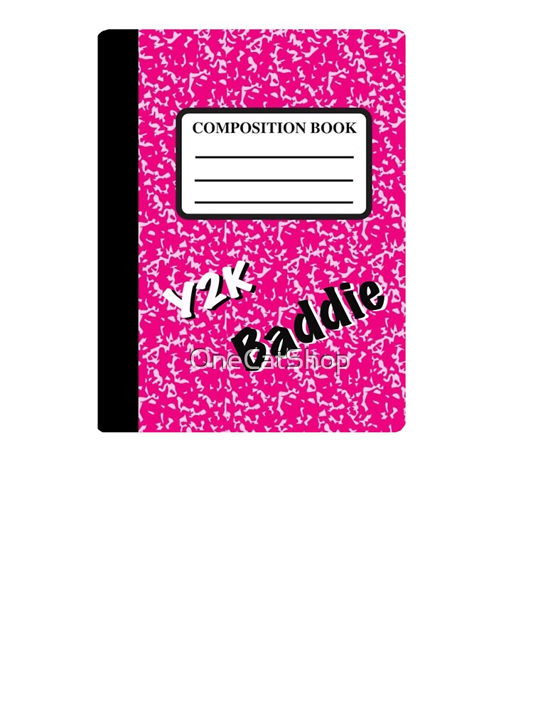 Y2K Baddie White and Pink Composition Book Sticker Year 2000 Baddie Sticker by OneCatShop