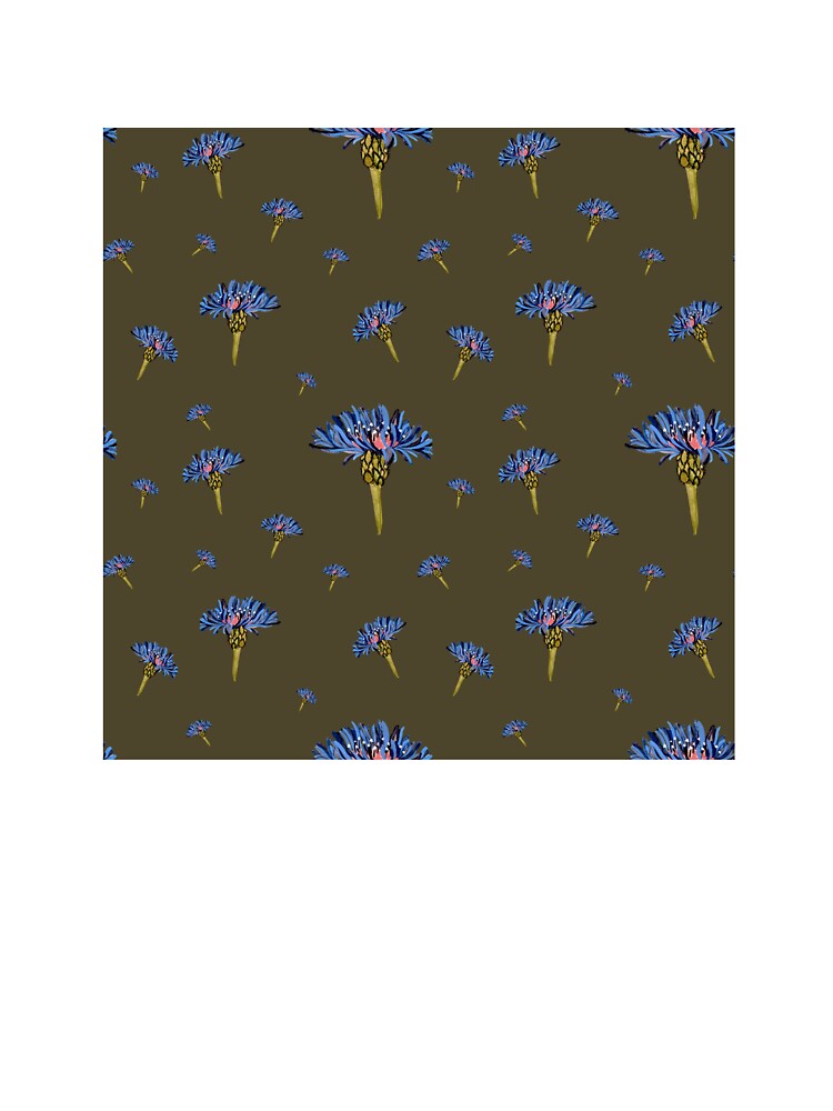 Flower blue violet pattern hand drawn watercolor green by Yana Mustafina | Boho Soulful Designs