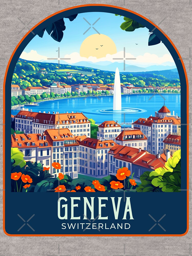 Geneva Vintage Travel Illustration by HomeLivingCo