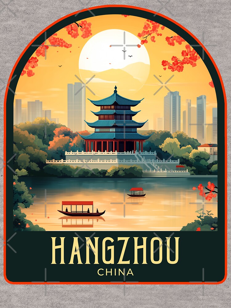 Hangzhou Vintage Travel Illustration by HomeLivingCo