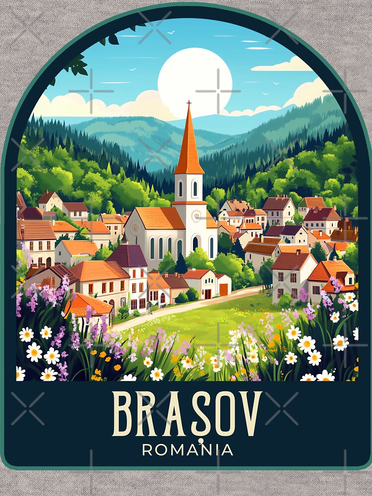 Brașov Vintage Travel Illustration by HomeLivingCo