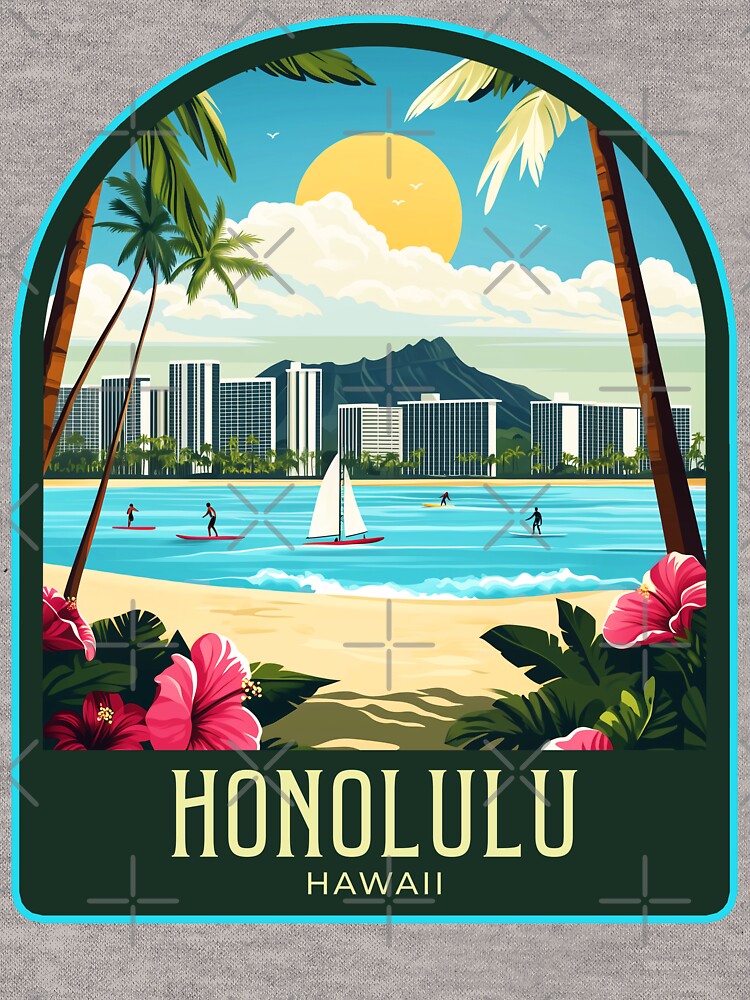 Honolulu Vintage Travel Illustration by HomeLivingCo
