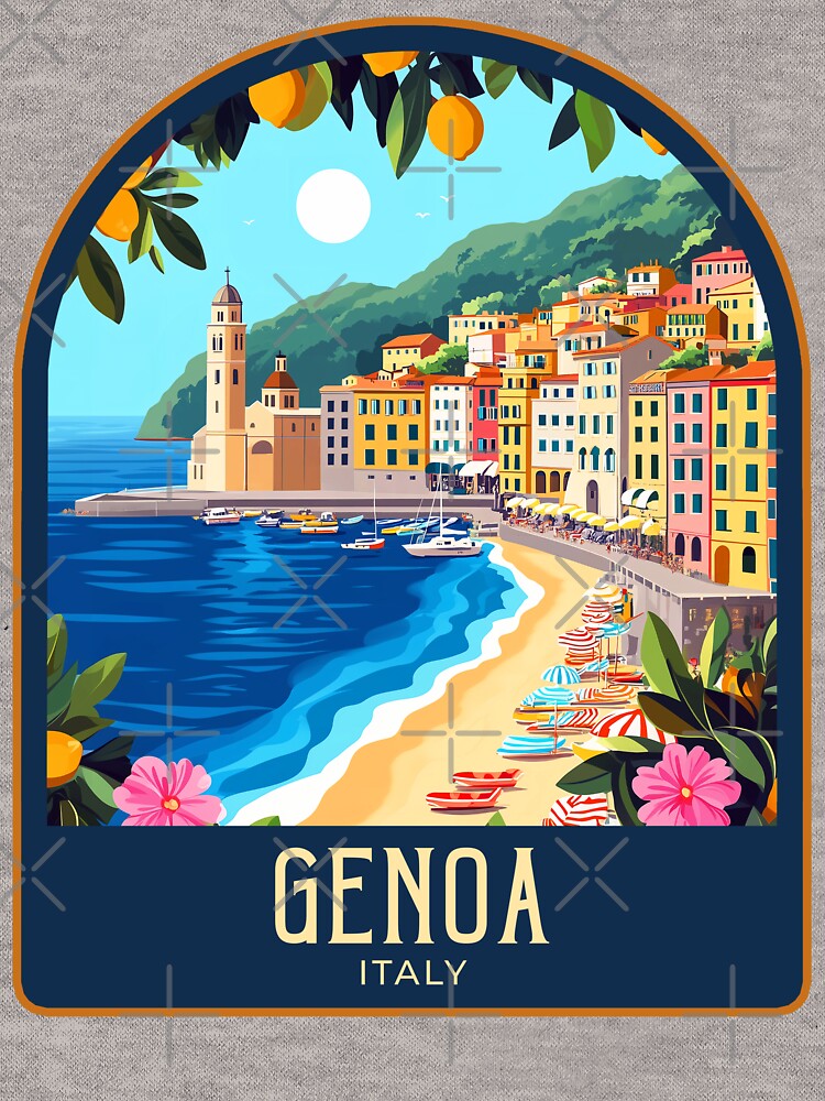 Genoa Vintage Travel Illustration by HomeLivingCo