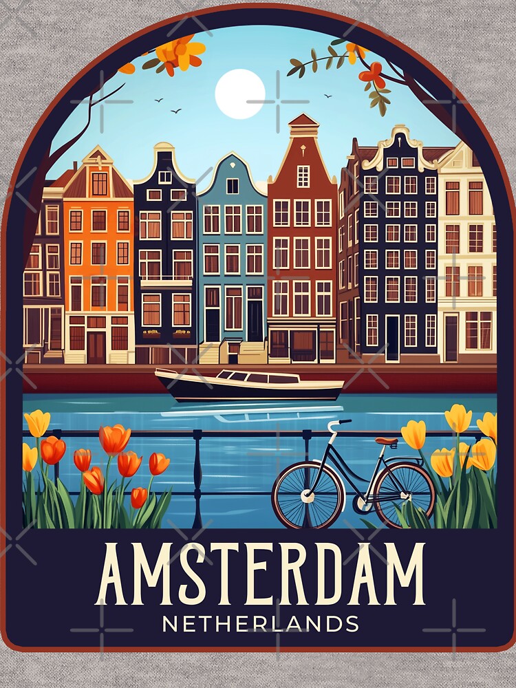Amsterdam Vintage Travel Illustration by HomeLivingCo