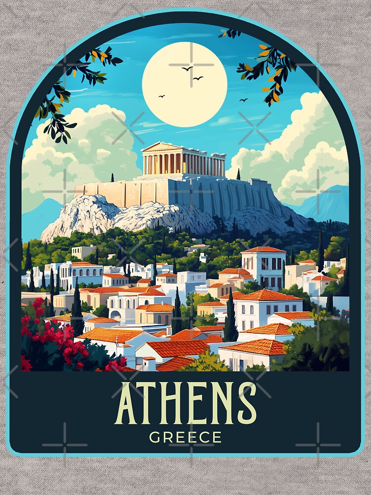 Athens Vintage Travel Illustration by HomeLivingCo
