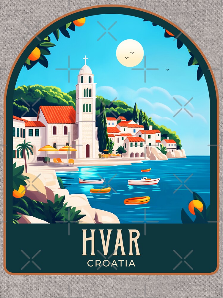 Hvar Vintage Travel Illustration by HomeLivingCo