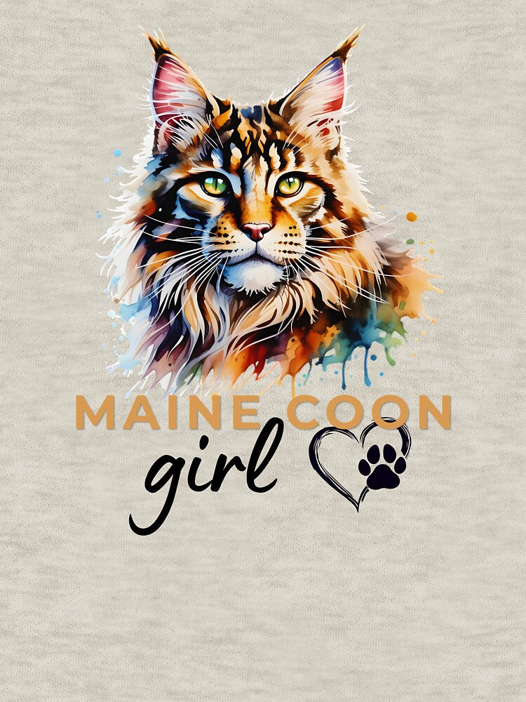 Maine Coon Girl Watercolor Design – Colorful Fluffy Cat Lover Gift for Maine Coon Owners by ArcticFoxStudio