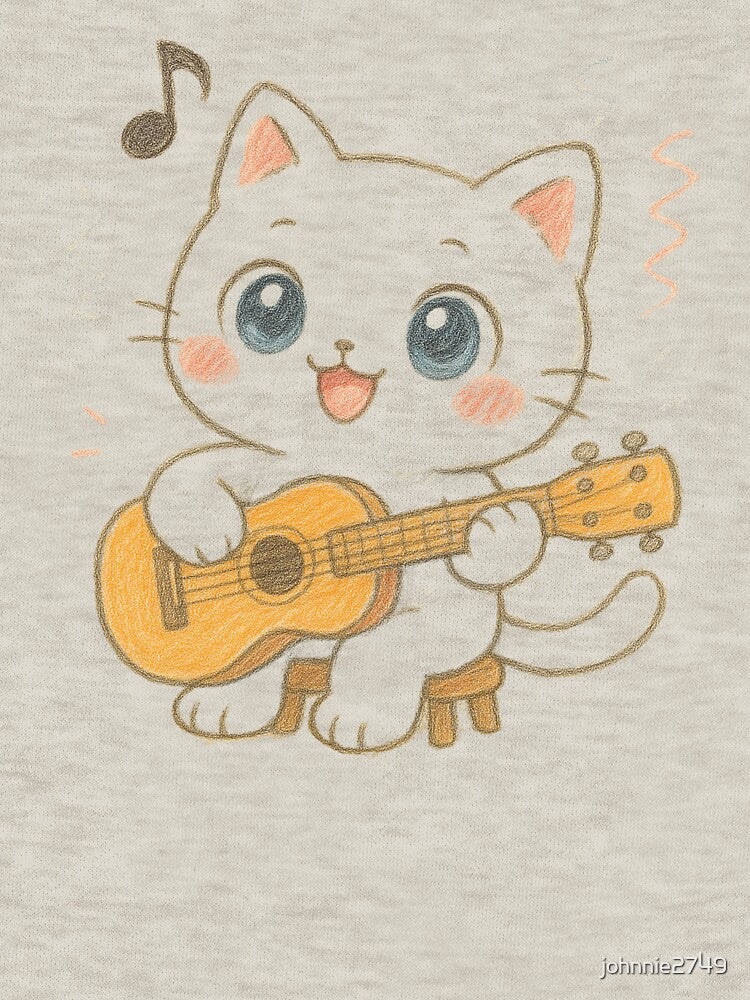 Singing Cat with Guitar, Purrfectly Musical Vibes, cat lover by johnnie2749
