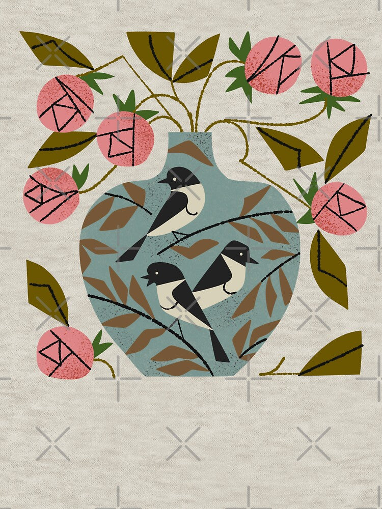 Three Bird Rose Vase by Renea L Thull