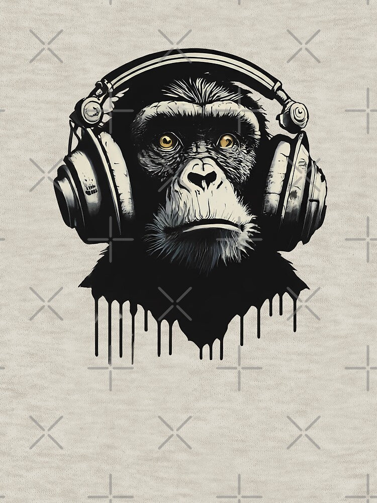 Banksy DJ Monkey Thinker with Headphones by hamishby