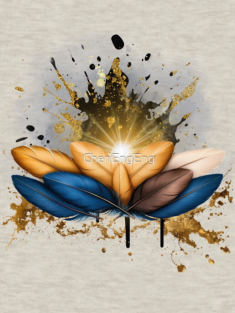 Golden Feather Boho Art | Luxury Abstract Design by ChenEngEng