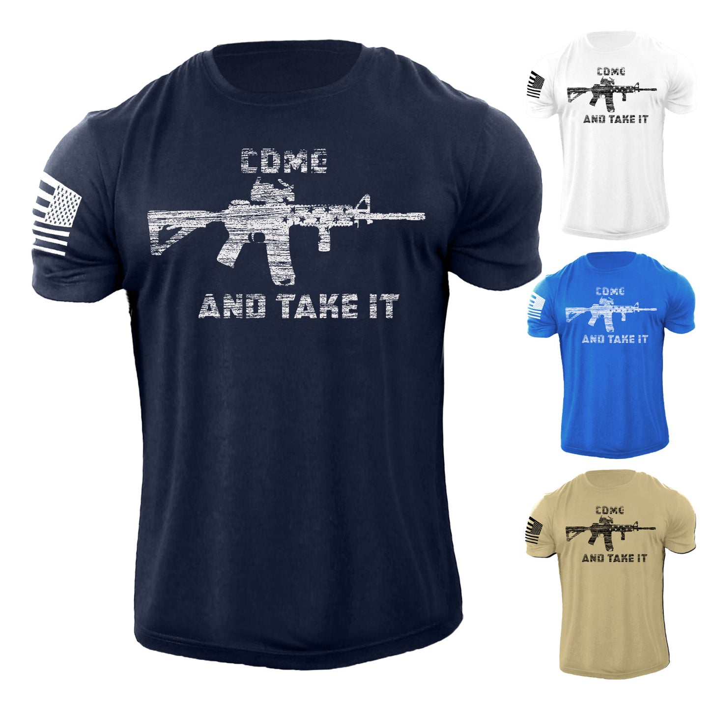 Men's Come And Take It Gun 2nd Amendment Black T Shirt Distressed 100% Cotton