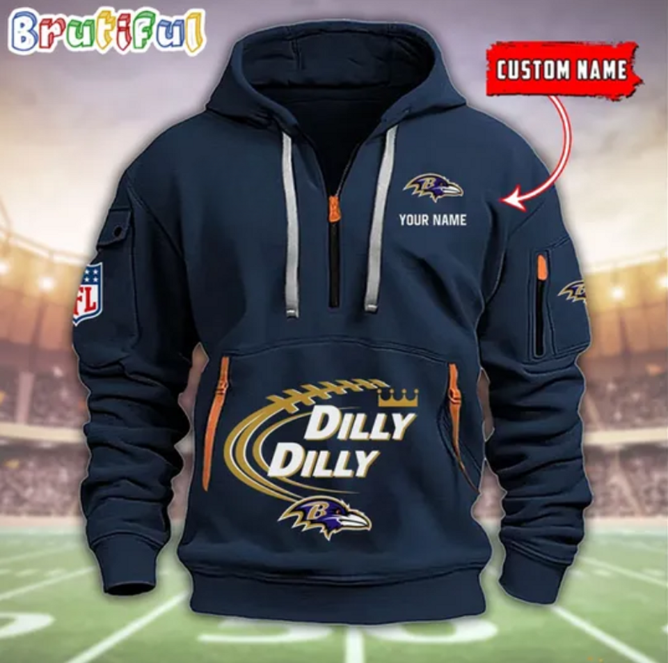 Personalize Carolina Panthers Dilly Dilly Quarter Zip Hoodie