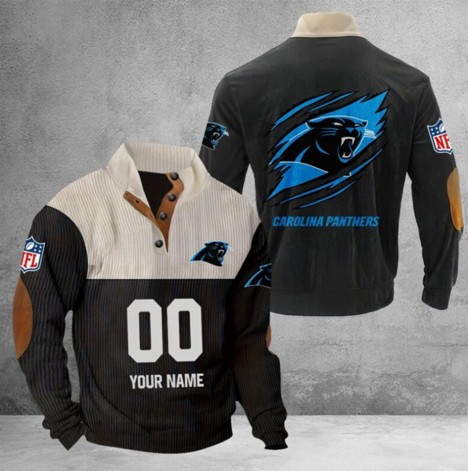 Customize Name And Number Carolina Football Corduroy Stand Collar Sweatshirts