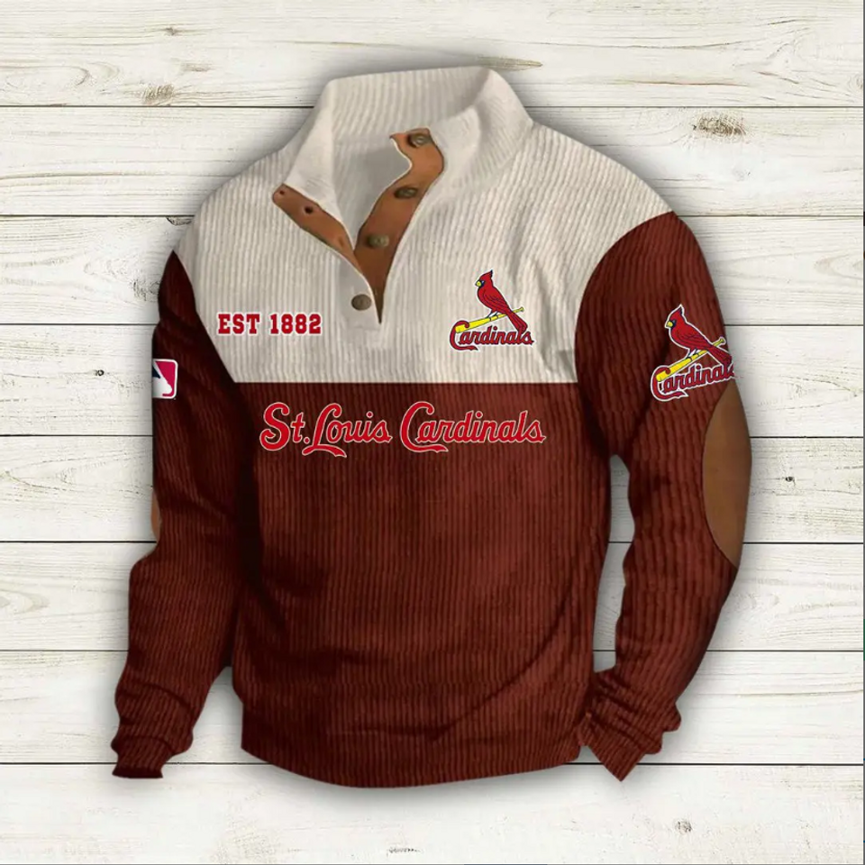 St. Louis Cardinals Baseball Corduroy Stand Collar Sweatshirts