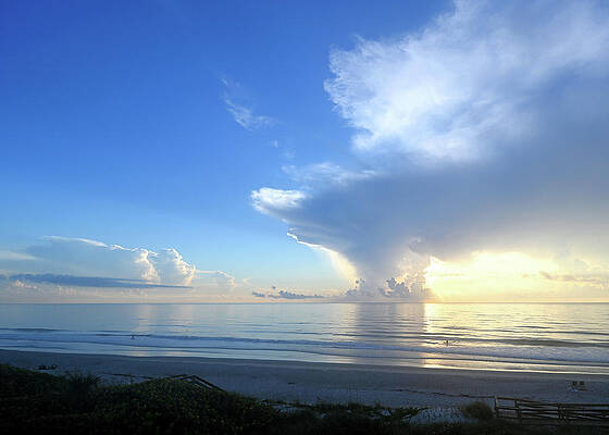 Storm Rain Off The Coast Of Melbourne Beach At Sunrise Print