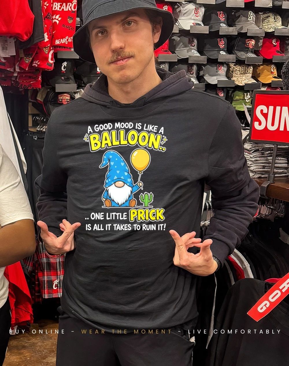 Gnome a good mood is like a balloon one little prick is all it takes to ruin it shirt