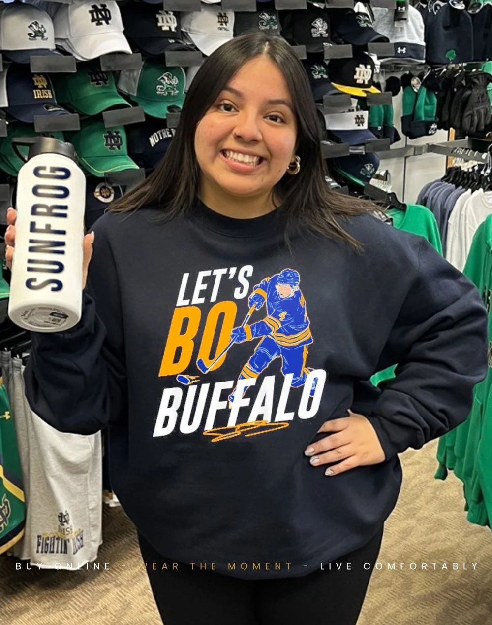 Bowen Byram let’s Bo Buffalo Sabres front and back shirt
