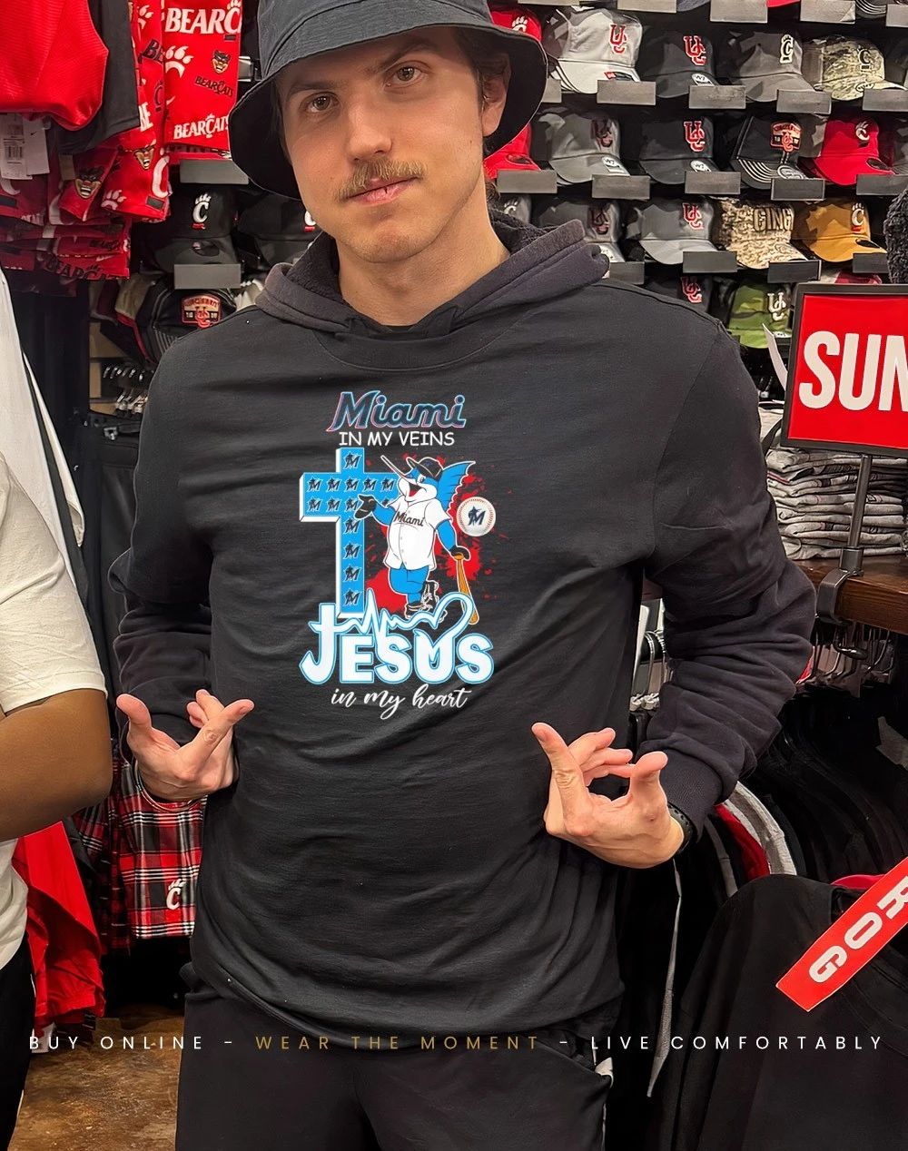 Marlins In My Veins Jesus In My Heart mascot shirt