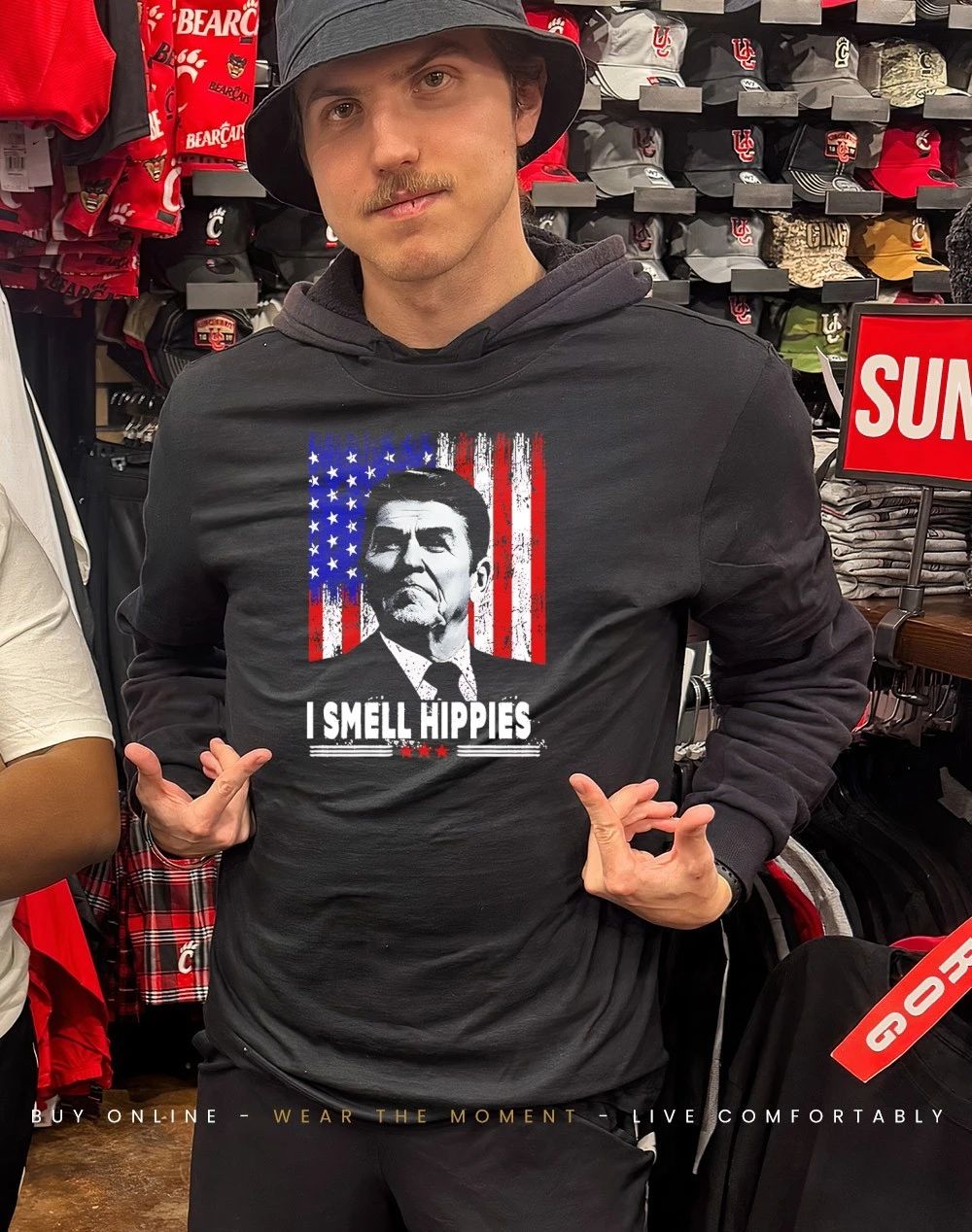 I Smell Hippies Reagan USA flag shirt
