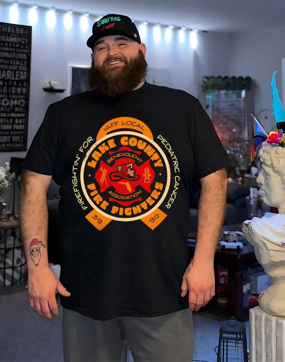Lake County Firefighters L3990 Firefighting for Pediatric Cancer shirt