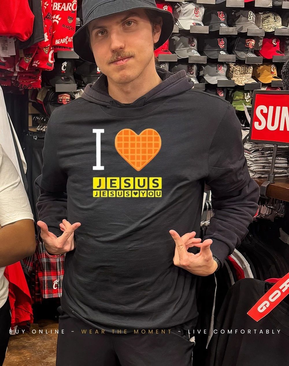 I Love Jesus Waffle Heart shirt