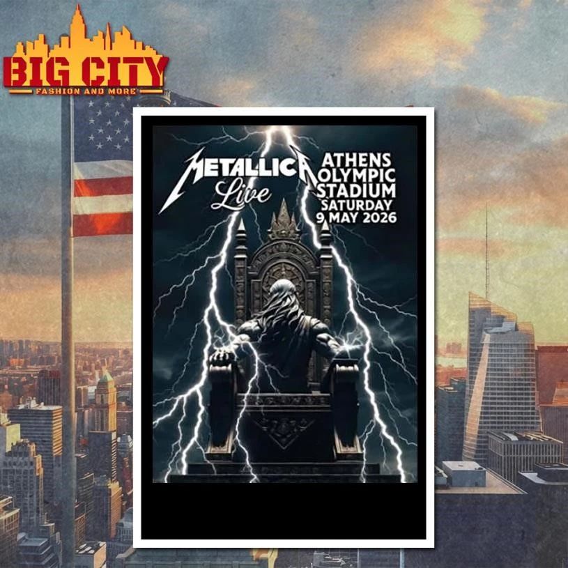 Metallica Athens Greece Tour Olympic Stadium Saturday 9 May 2026 Zeus God Olympus Shirt
