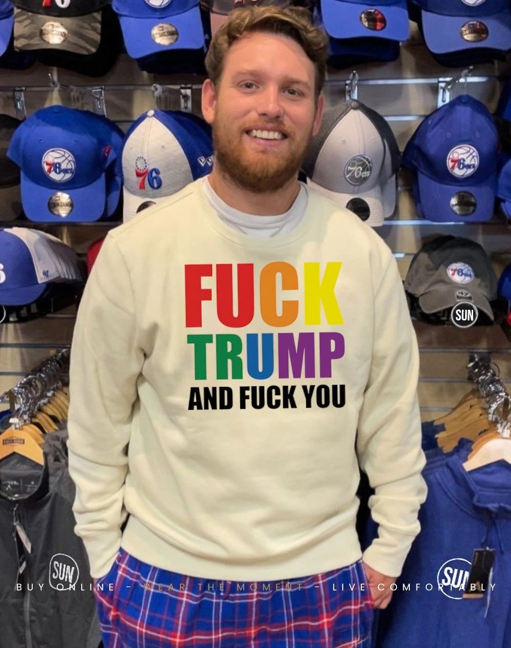 Fuck Trump and fuck you Bold Rainbow shirt