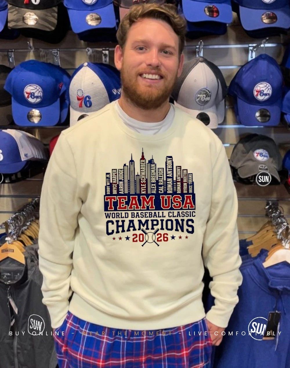 USA Team Baseball 2026 World Baseball Classic Champions player name city skyline shirt