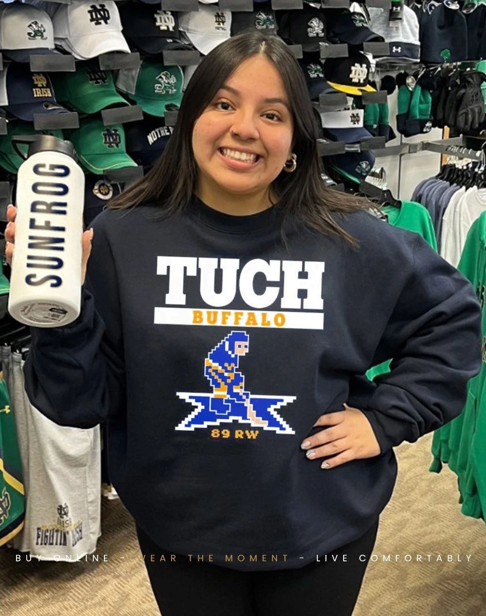 Alex Tuch retro game Buffalo Sabres front and back shirt