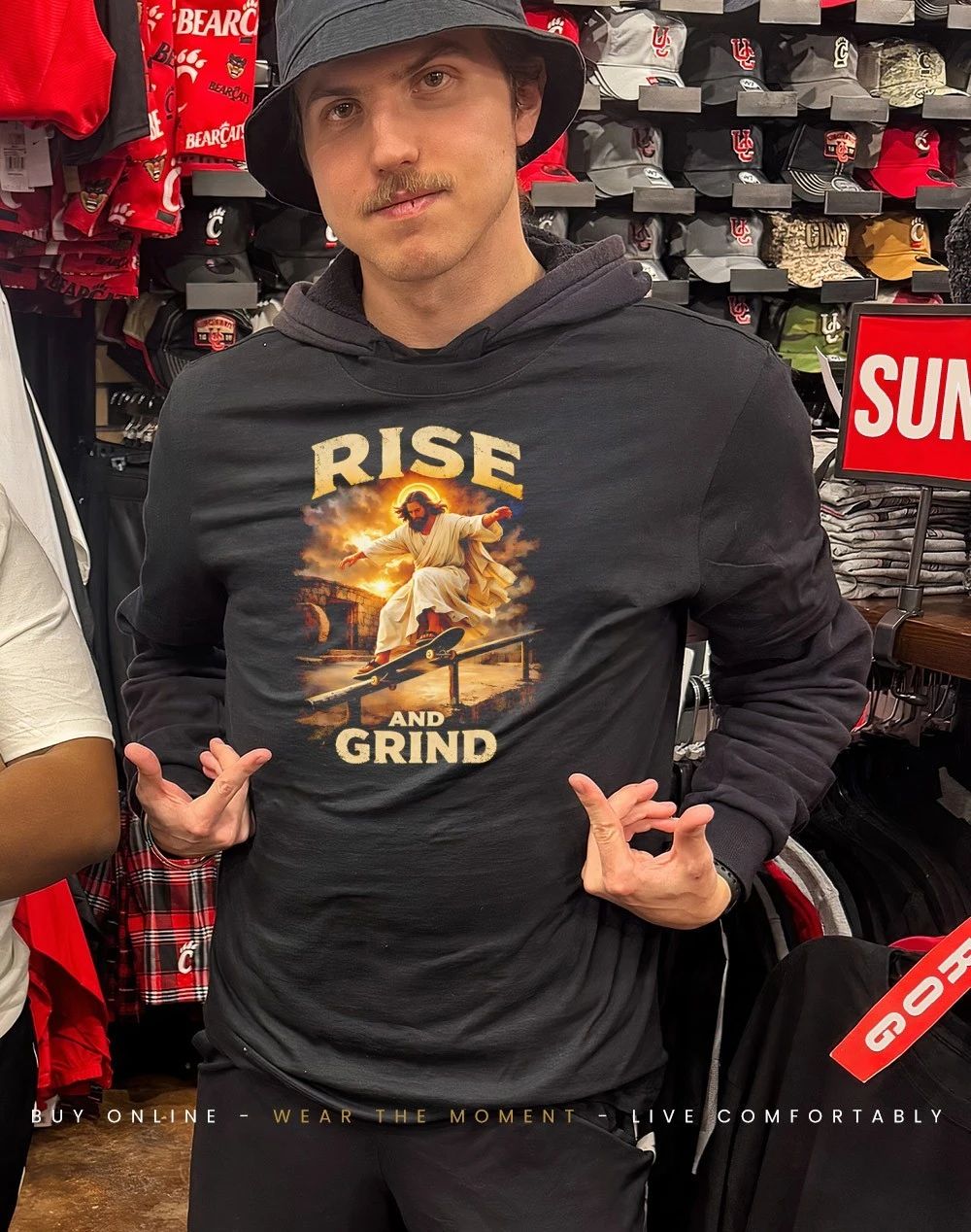 Rise and Grind ’26 Jesus skateboarding shirt