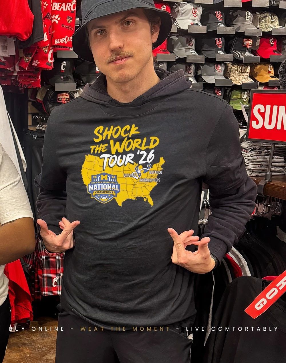 Michigan Wolverines MBB 2026 National Champions Shock the World Tour shirt