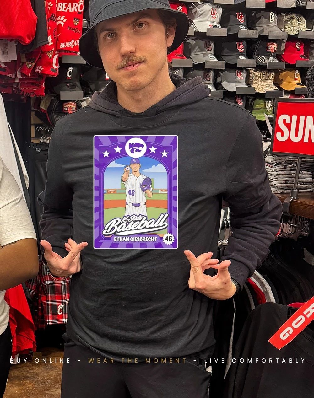 Ethan Giesbrecht 46 Kansas State Wildcats baseball card Inspired shirt