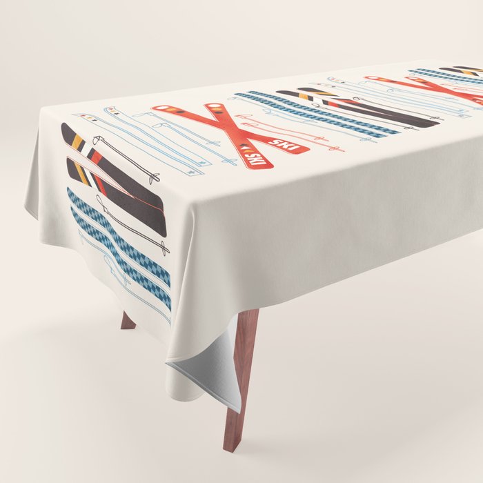 Retro Ski Illustration Tablecloth Gallery Image 1