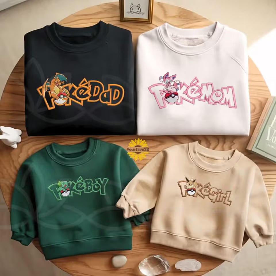 PKM Custom PokaDad PokaMom Embroidered Sweatshirt, Family Matching