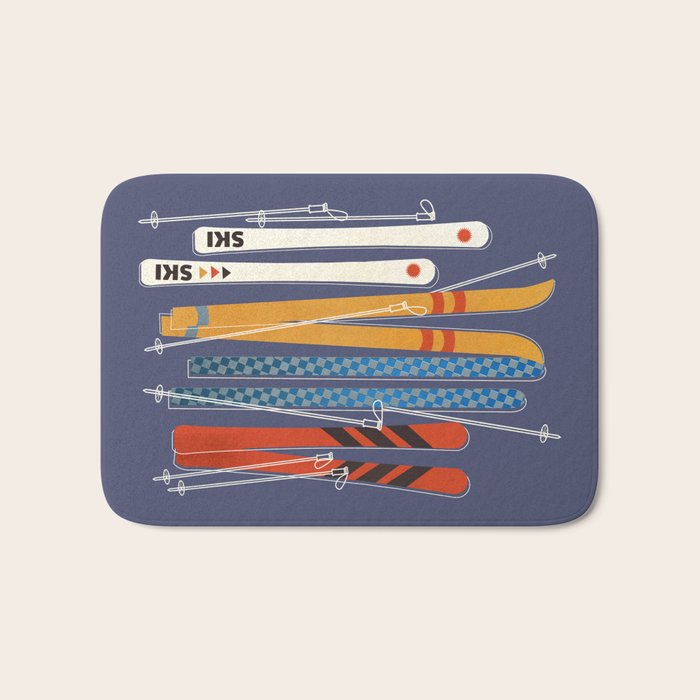 Retro Colorful Skis Bath Mat Gallery Image 1
