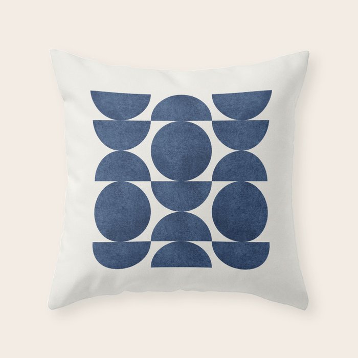 Blue navy retro scandinavian Mid century modern Throw Pillow Gallery Image 6