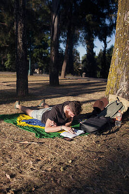 Man Reading A Book In A Park #2 Print