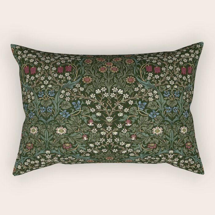 William Morris Vintage Blackthorn Green 1892 Rectangular Pillow Gallery Image 2