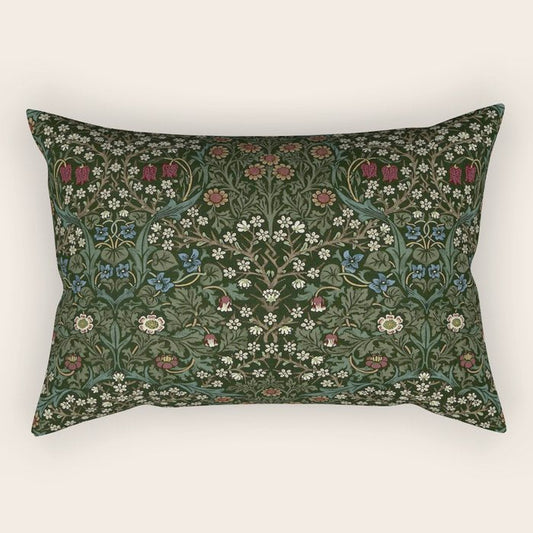 William Morris Vintage Blackthorn Green 1892 Rectangular Pillow Gallery Image 2