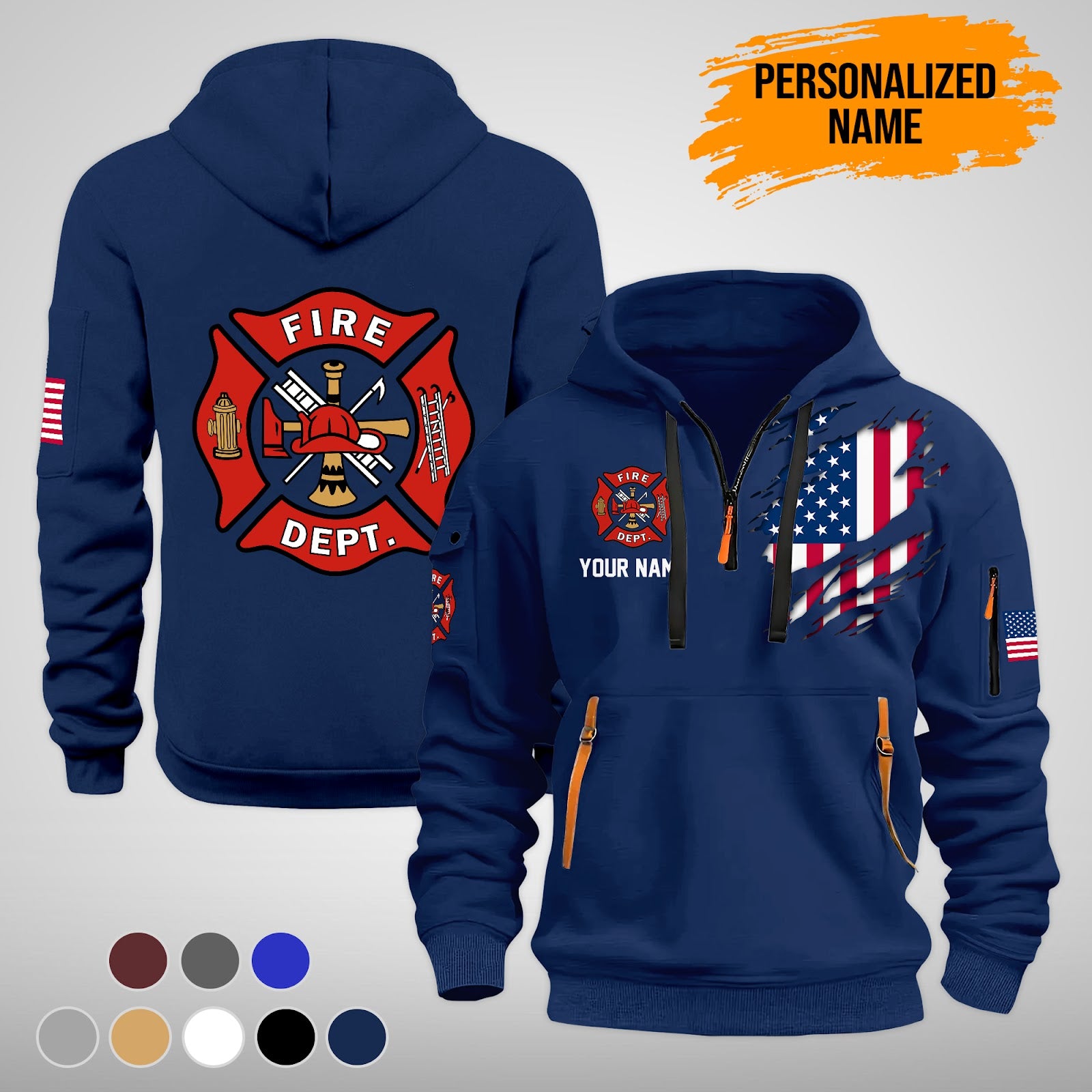 Personalized Name Love Firefighter Quarter Zip Hoodie