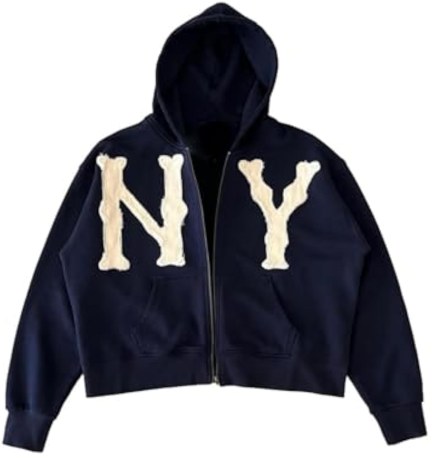 Unisex Letter Embroidery Trendy Hoodies Zip Up Graphic Hoodies Overszie Y2K Hip Hop Streetwear Harajuku