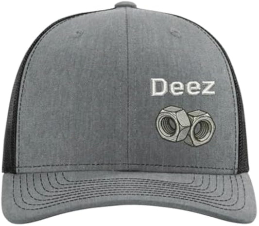 Deez Nuts Embroidered Premium Quality Adjustable Snapback Hat, Funny Sarcastic Trucker Mesh Cap, Gag Gift for Men