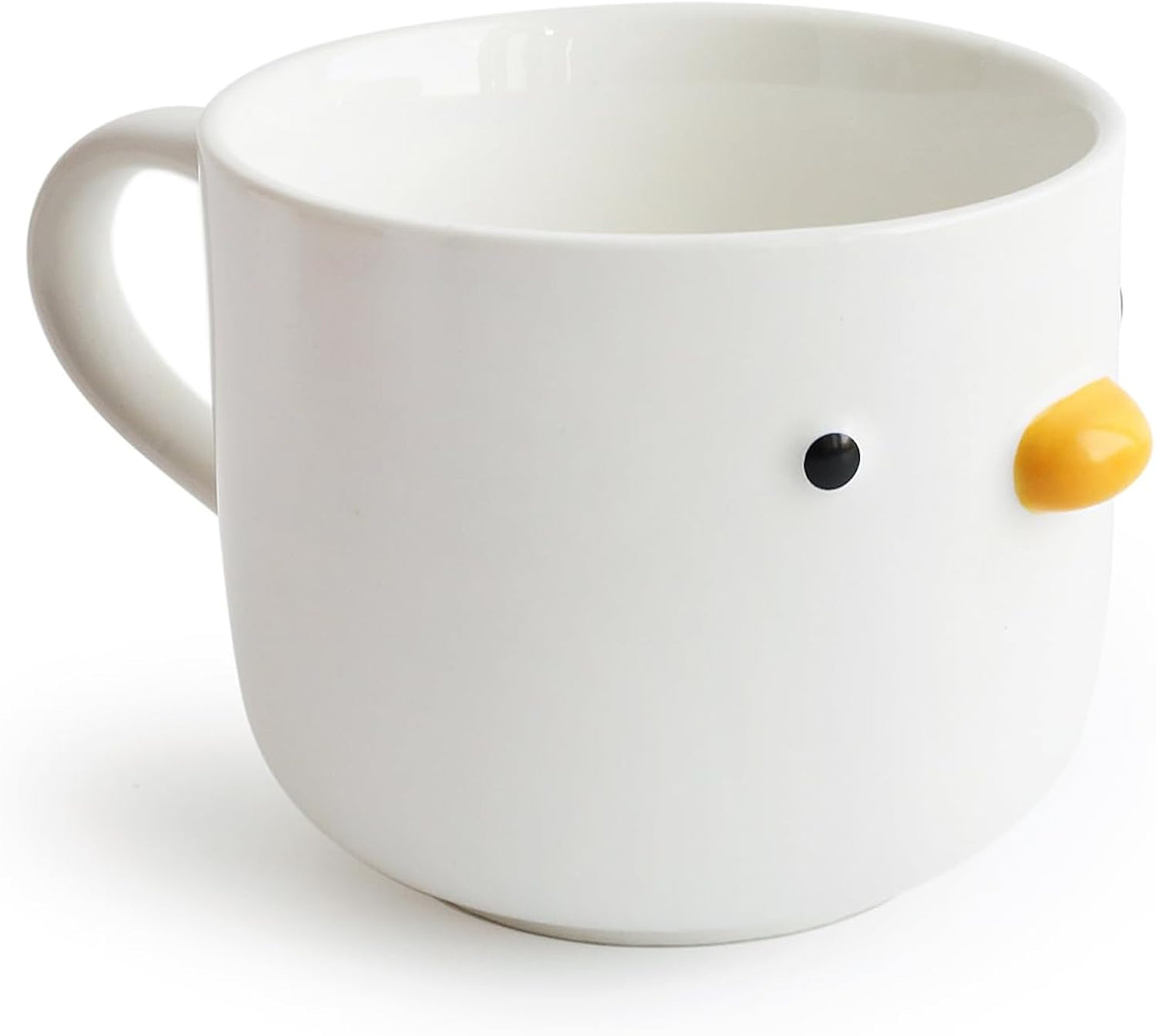 PURROOM Large Breakfast Mug, Handmade Glaze Duck Cup, Safety Ceramic Coffee Mug & Oatmeal Soup Cup, 22 oz Oversized Cute Cereal Cup.