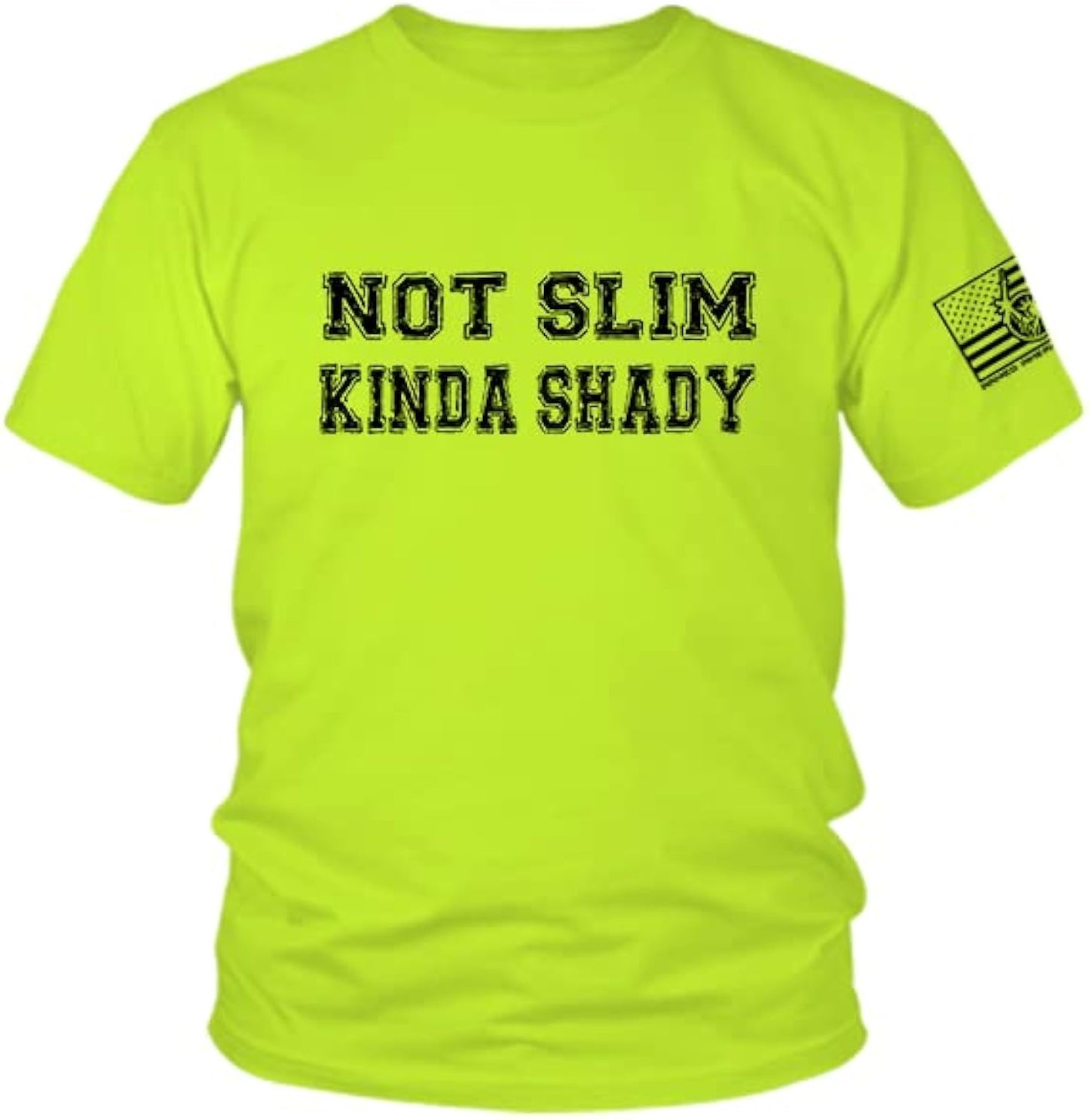Hi Vis, Hi Viz Not Slim Kinda Shady Cotton/Poly Blend Half-Sleeve Safety T-Shirt, Funny Work Shirts for Men, Safety Yellow