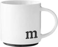 COLLECTIVE HOME Personalized Initial Coffee Mug with Gift Box, 15 oz Modern Ceramic Letter A-Z Monogram Cup, Minimalist Black & White Porcelain Mug for Birthday, Mother's Day, Office & Home (m)