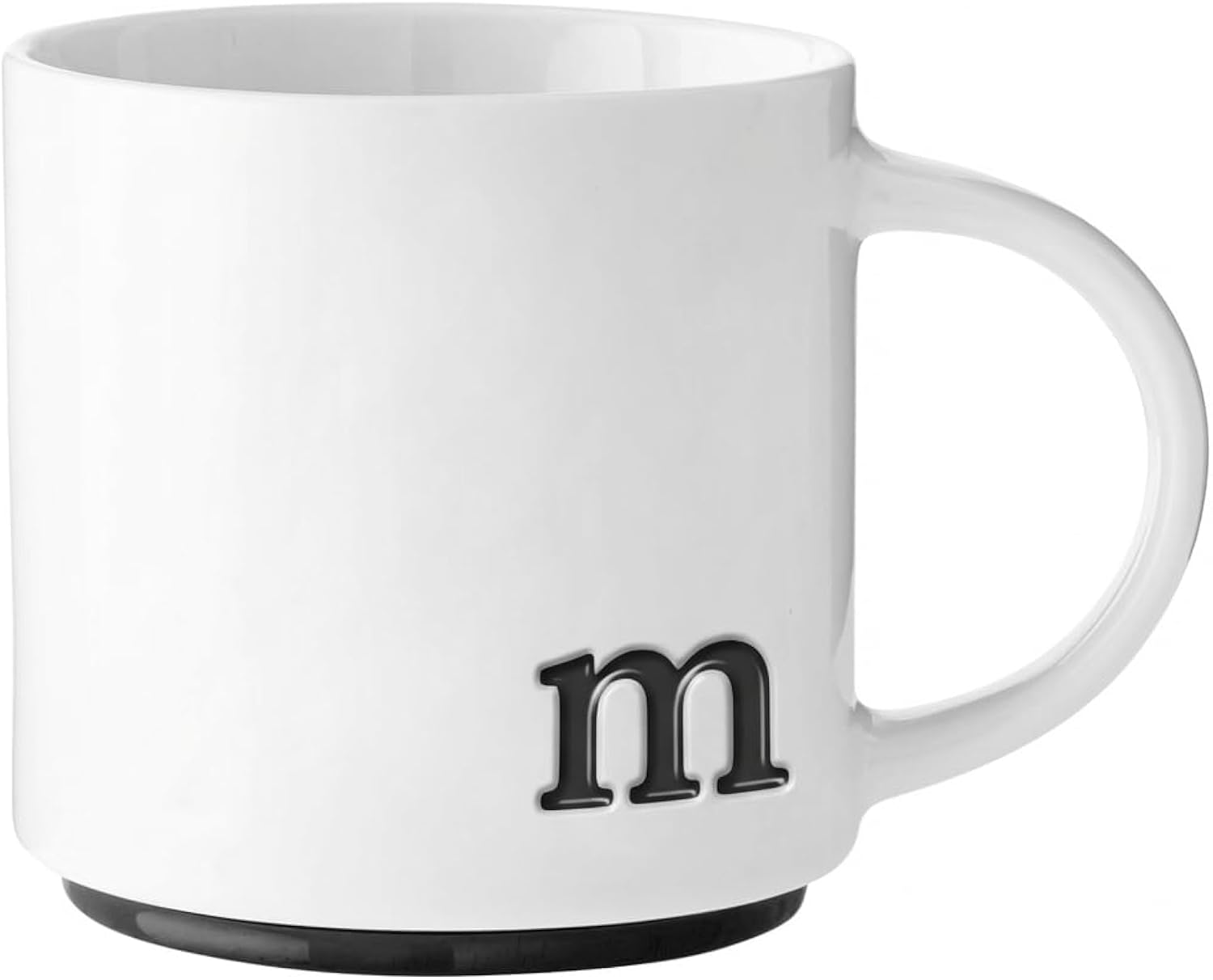 COLLECTIVE HOME Personalized Initial Coffee Mug with Gift Box, 15 oz Modern Ceramic Letter A-Z Monogram Cup, Minimalist Black & White Porcelain Mug for Birthday, Mother's Day, Office & Home (m)